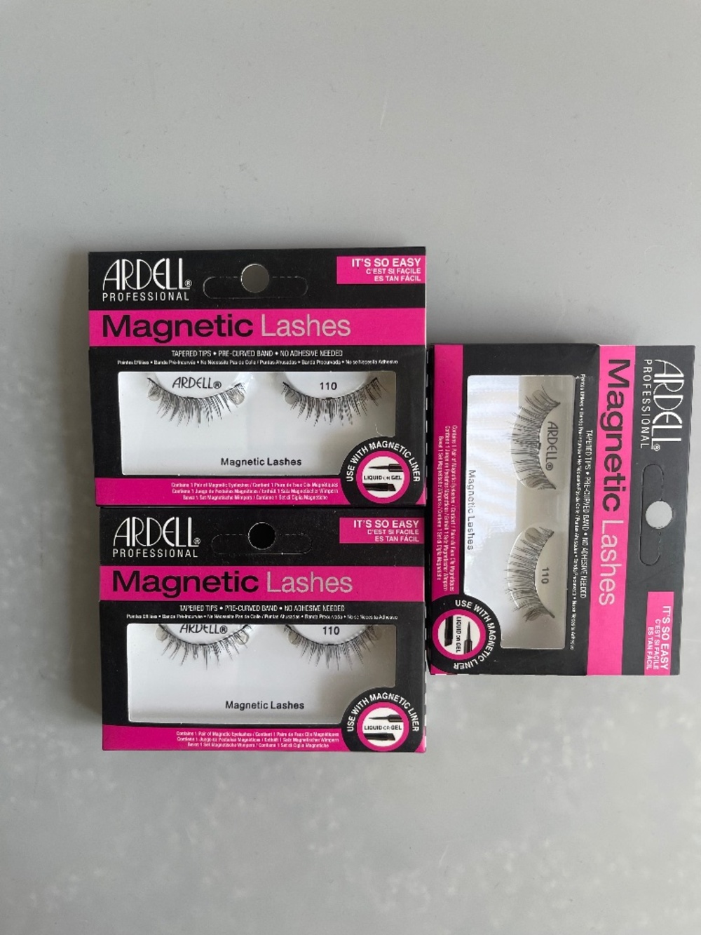 Lot of 3 Ardell Magnetic Lashes #110 New Sealed No Liner